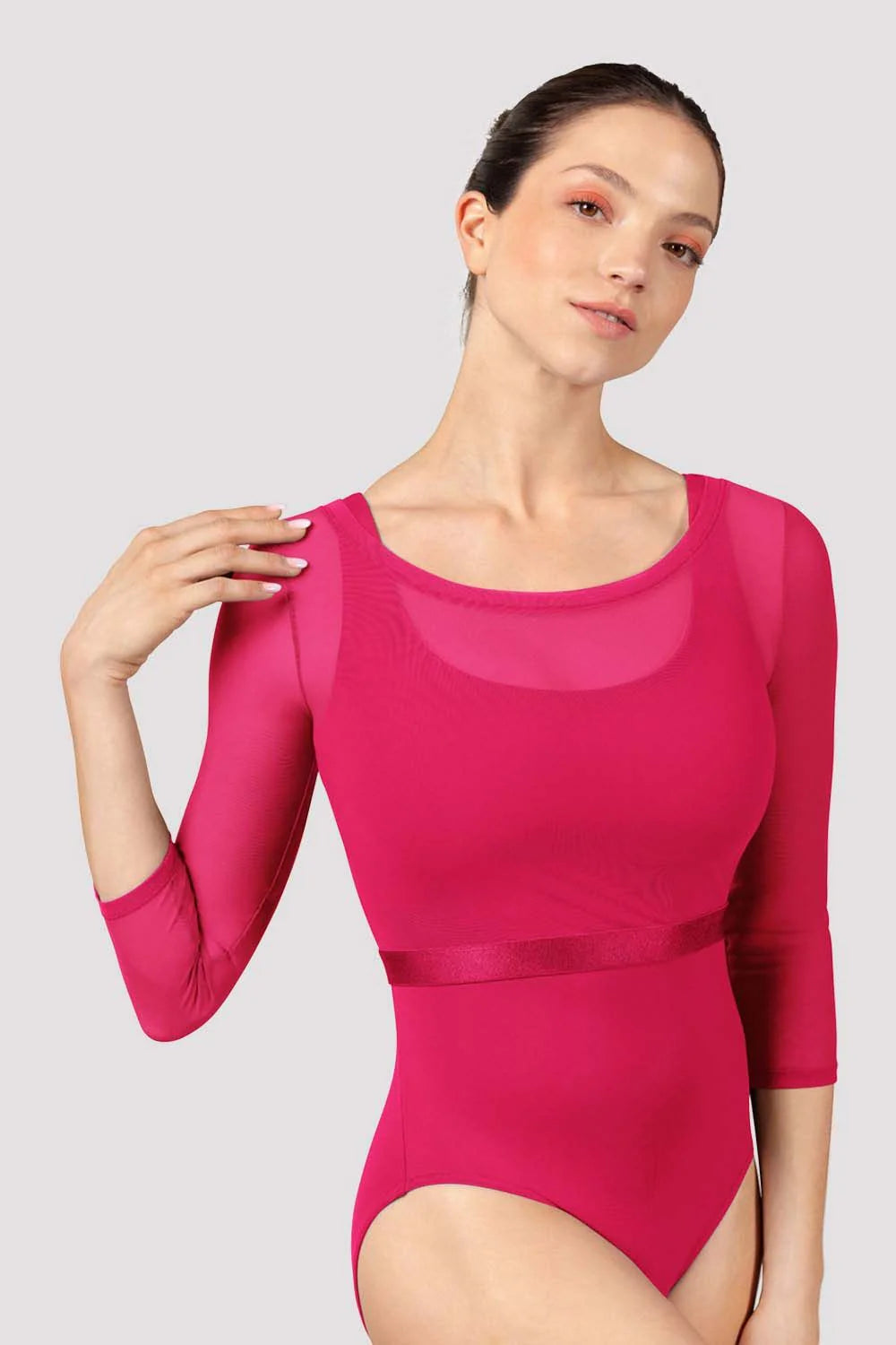 Ladies Majesty Mesh 3/4 Sleeve Top (Watermelon)