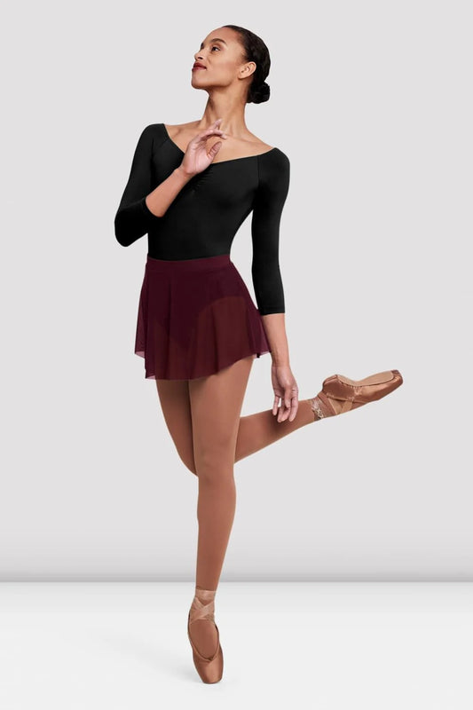 Jaye Mesh Pull-On Skirt (Burgundy)