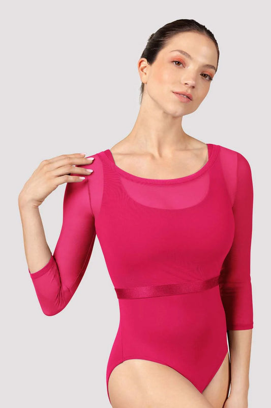 Ladies Majesty Mesh 3/4 Sleeve Top (Watermelon)