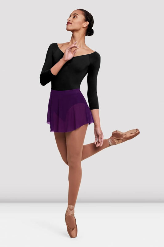 Jaye Mesh Pull-On Skirt (Aubergine)