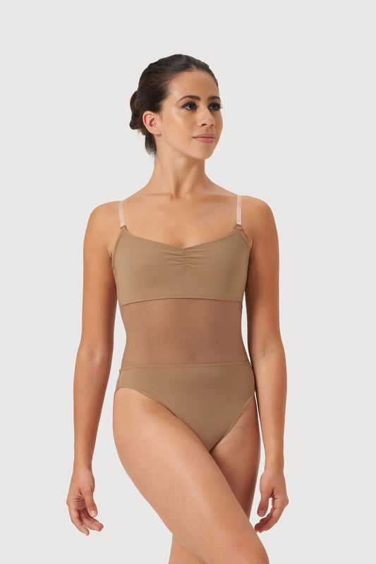 Cordelia Mesh Panel Bodysuit (Tan)